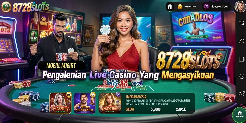 Tampilan gameplay Live Casino yang mengasyikkan di 8728SLOTS.