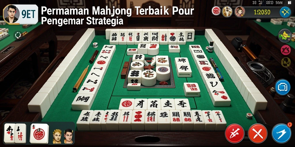 Screenshot gameplay 9ET yang menampilkan ubin Mahjong yang menarik.