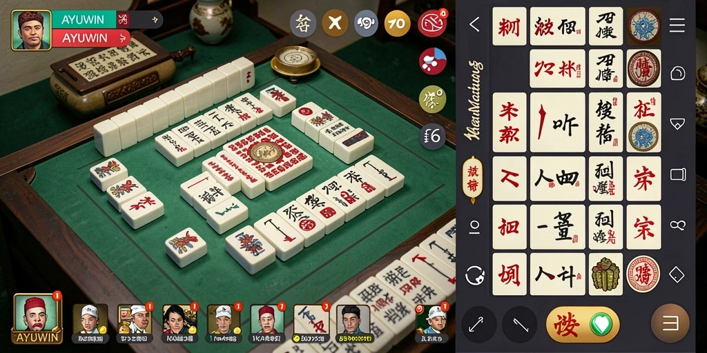 Screenshot AYUWIN menunjukkan gameplay Mahjong yang menarik dan penuh strategi.