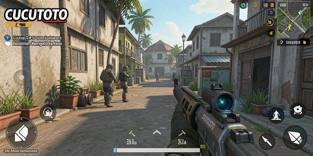 Screenshot gameplay CUCUTOTO menampilkan aksi seru dalam TPS.