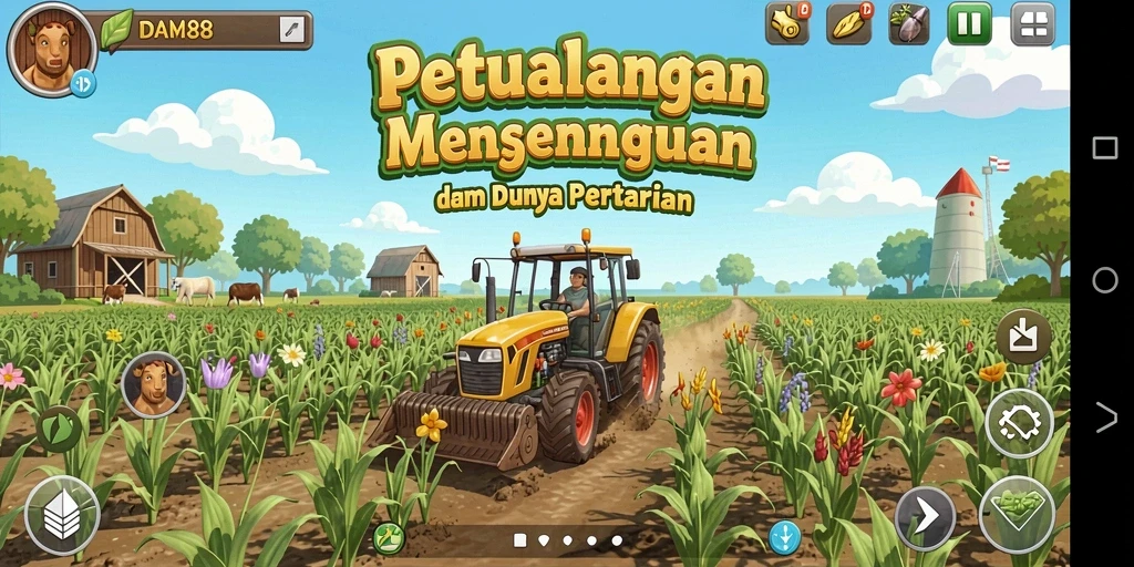 Screenshot gameplay DAM88 menunjukkan petualangan bertani yang seru.