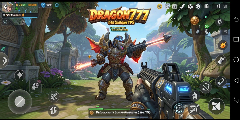 Screenshot gameplay DRAGON777 menunjukkan aksi menegangkan dalam pertempuran TPS.