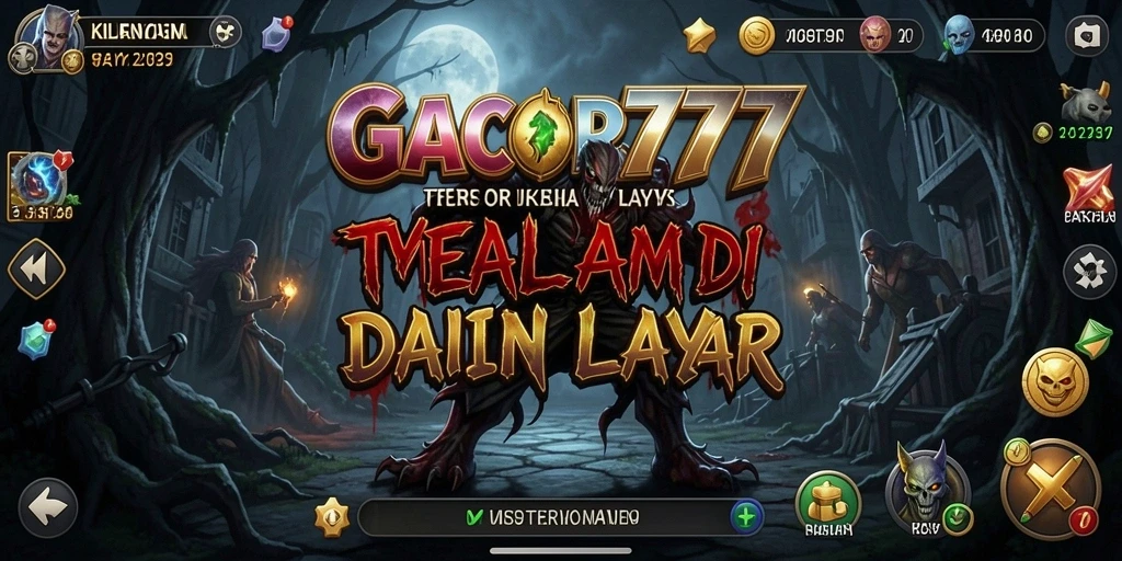 Screenshot utama GACOR777 menunjukkan suasana mencekam dengan detail menakutkan.