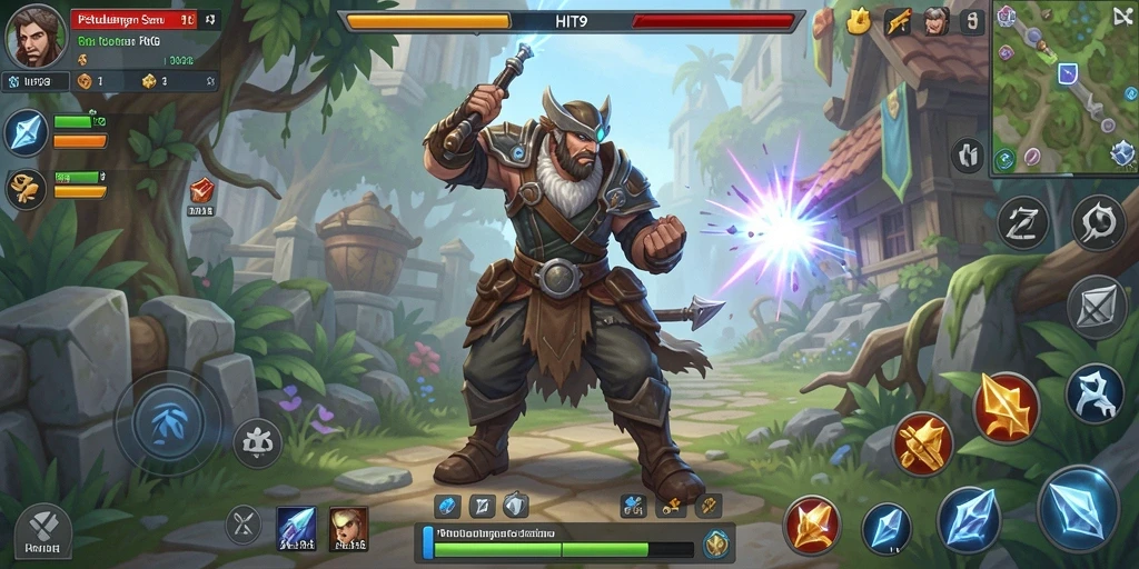 Tampilan gameplay seru dari HIT9 saat melawan monster.