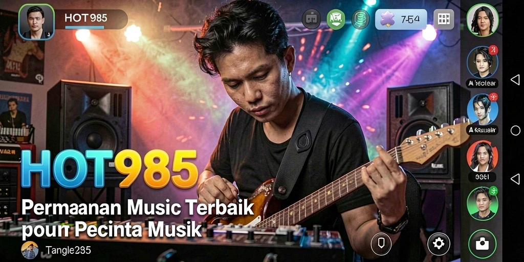 Screenshot utama HOT985 menampilkan gameplay musik yang seru dan interaktif.