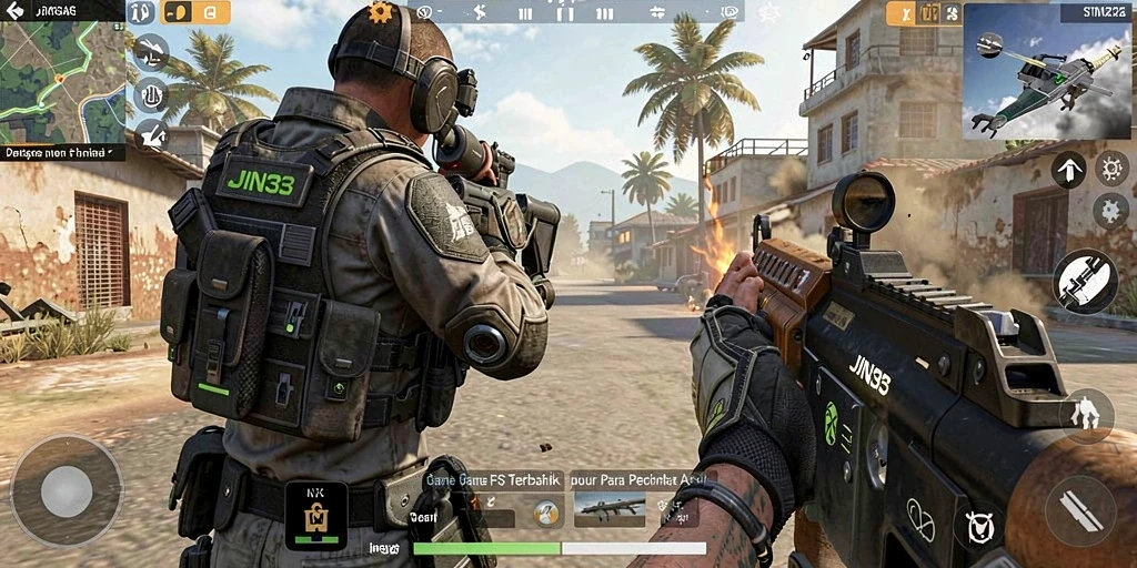 Tampilan gameplay intens dari JIN33 dengan aksi menembak seru.