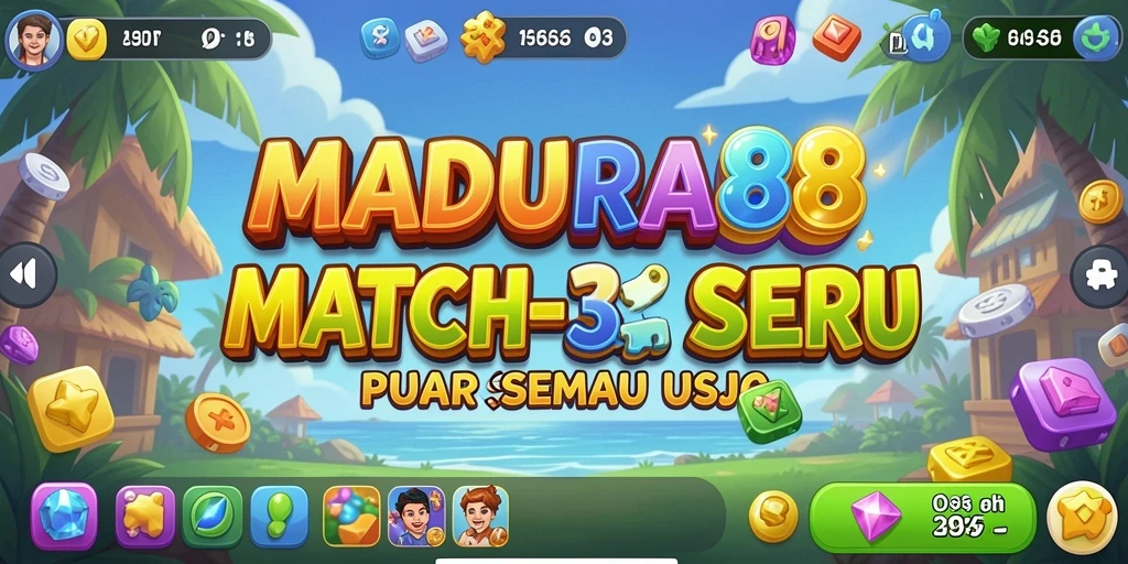 Tampilan gameplay seru dari MADURA88 dengan tantangan Match-3.