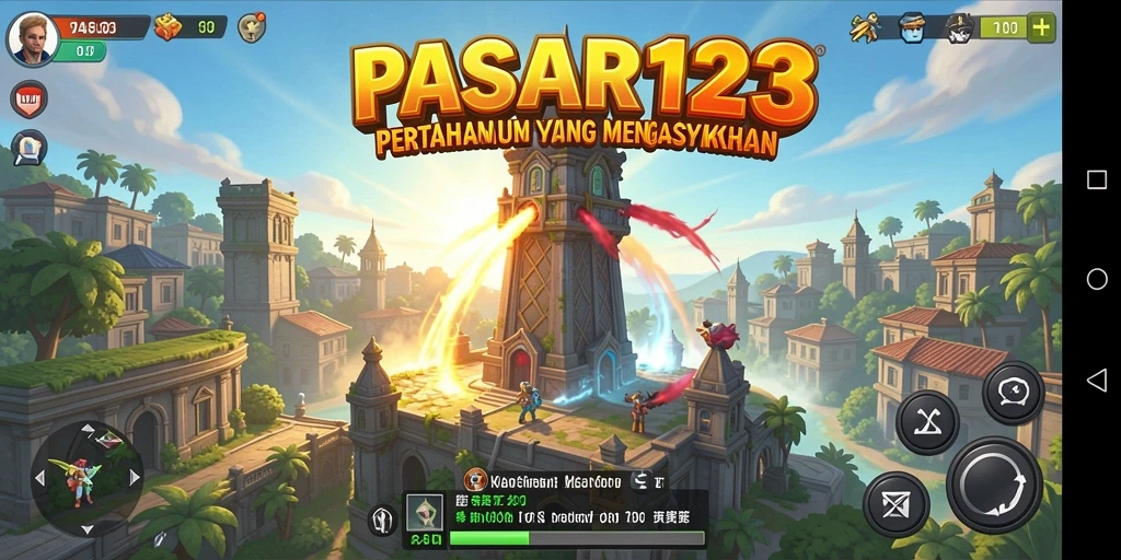 Tampilan gameplay PASAR123 yang mendebarkan dalam pertahanan menara.
